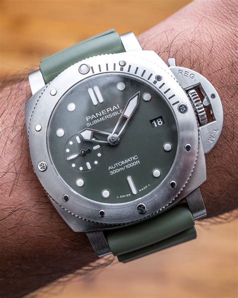 green dial panerai|panerai submersible 42mm.